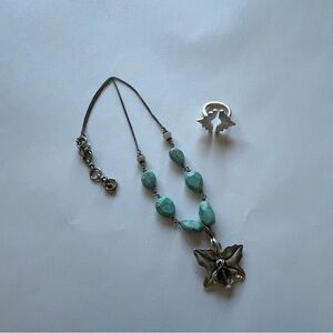Lucky Brand Flower Necklace and Silver Ring